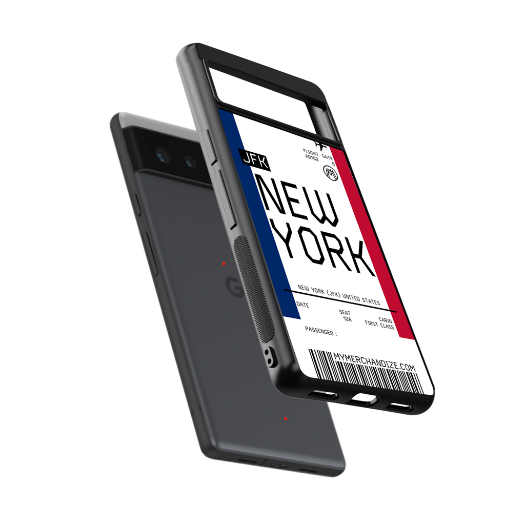 new york boarding pass back phone cover | glass case for google pixel 6