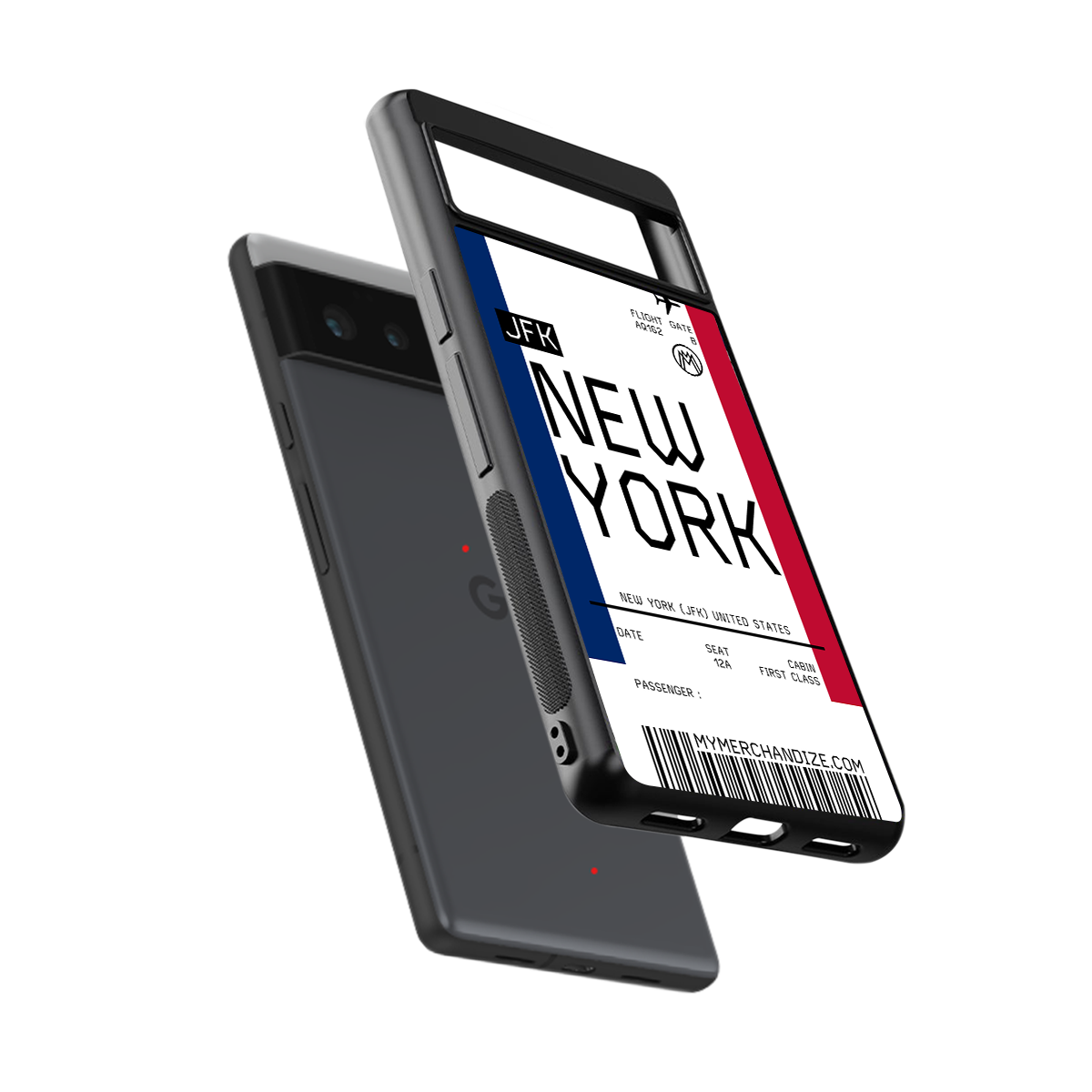 new york boarding pass back phone cover | glass case for google pixel 6