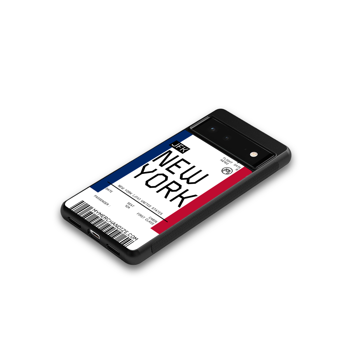 new york boarding pass back phone cover | glass case for google pixel 6