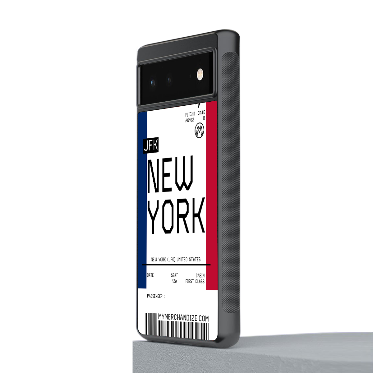 new york boarding pass back phone cover | glass case for google pixel 6