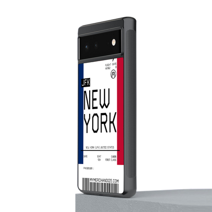 new york boarding pass back phone cover | glass case for Google Pixel 6A