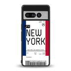 new york boarding pass back phone cover | glass case for google pixel 7 pro