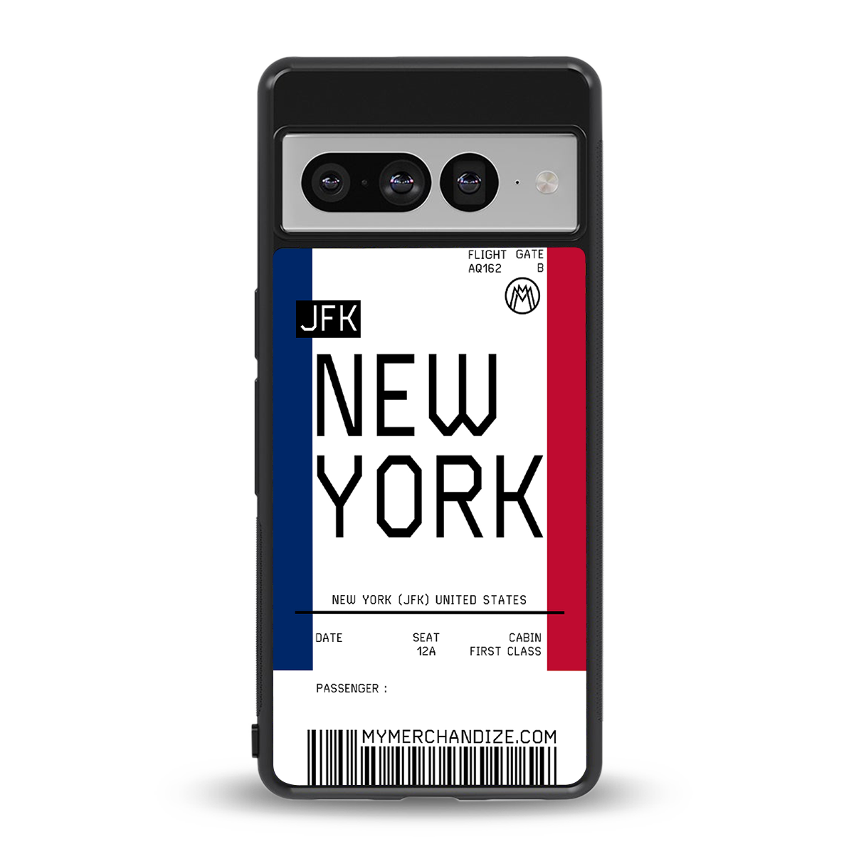 new york boarding pass back phone cover | glass case for google pixel 7 pro