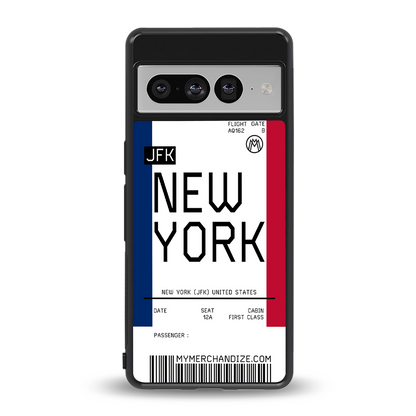 new york boarding pass back phone cover | glass case for google pixel 7 pro