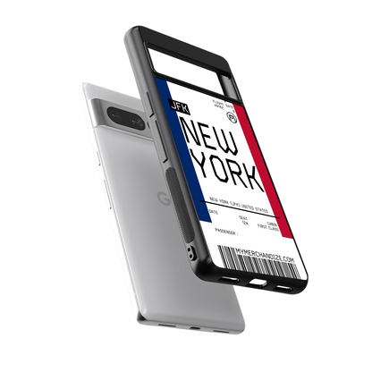 new york boarding pass back phone cover | glass case for google pixel 7 pro