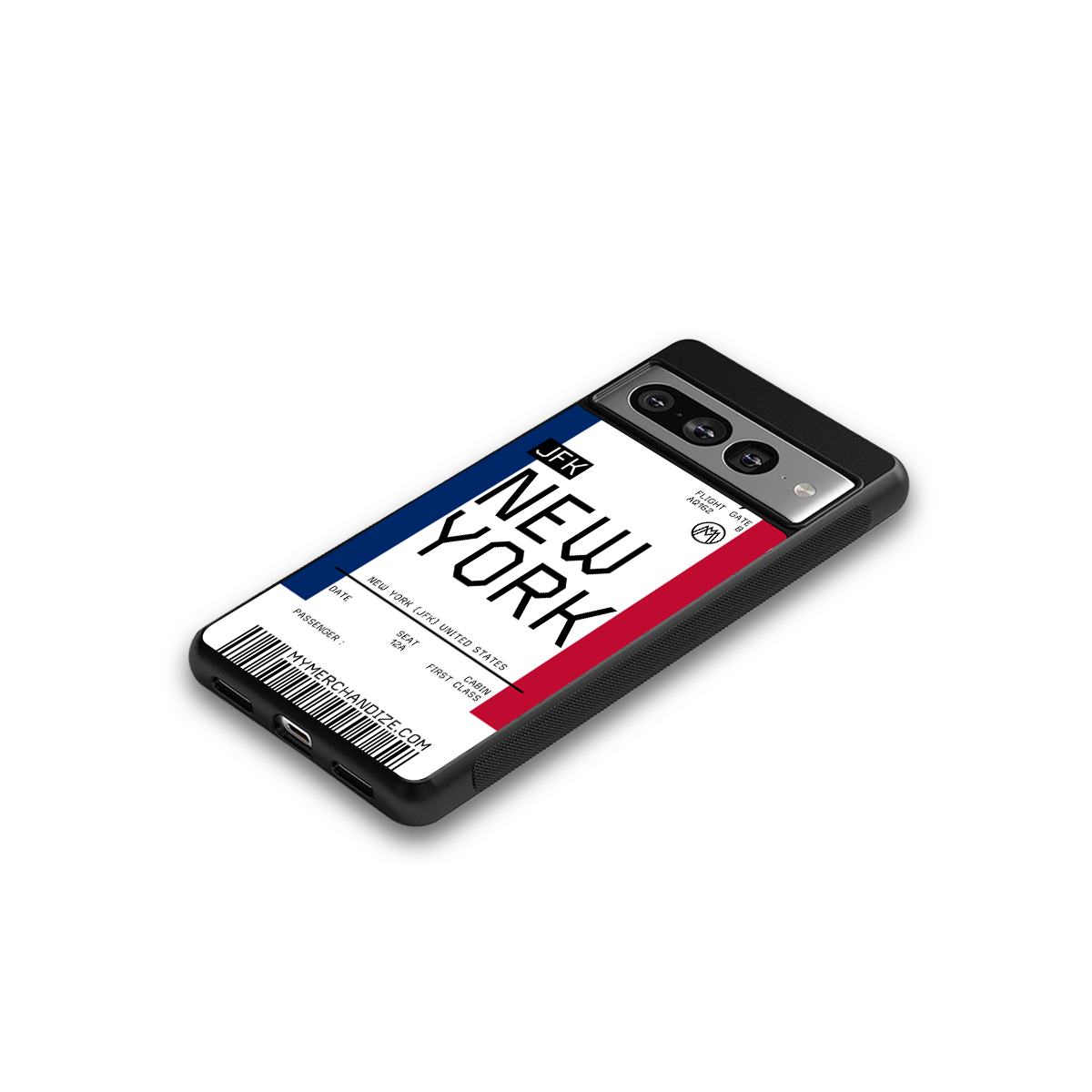 new york boarding pass back phone cover | glass case for google pixel 7 pro