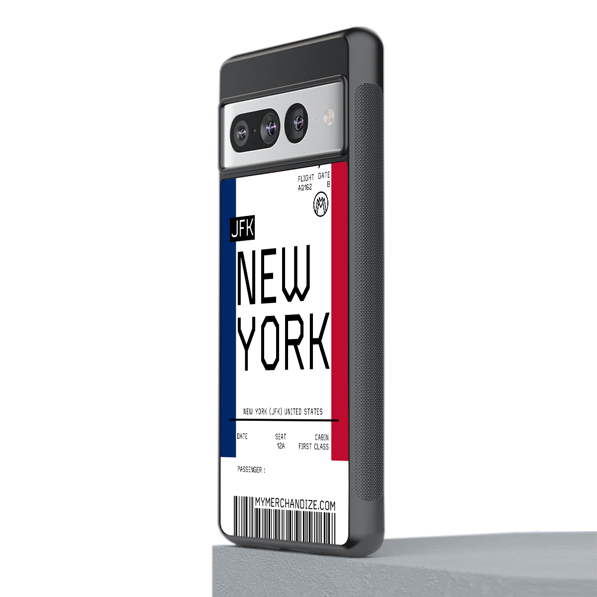 new york boarding pass back phone cover | glass case for google pixel 7 pro