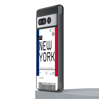 new york boarding pass back phone cover | glass case for google pixel 7 pro