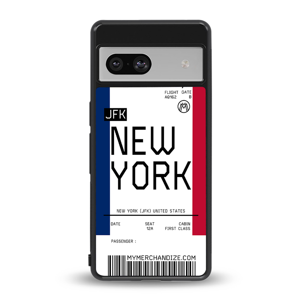 new york boarding pass back phone cover | glass case for Google Pixel 7