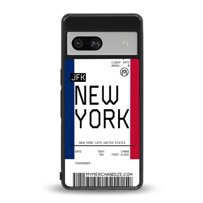 new york boarding pass back phone cover | glass case for Google Pixel 7