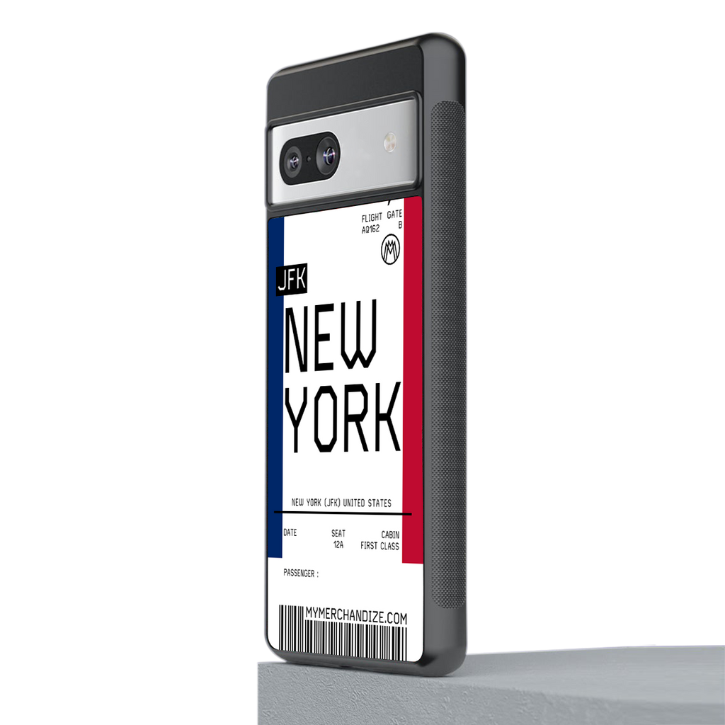 new york boarding pass back phone cover | glass case for Google Pixel 7A