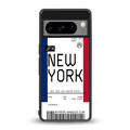new york boarding pass back phone cover | glass case for google pixel 8 pro
