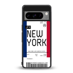 new york boarding pass back phone cover | glass case for google pixel 8 pro