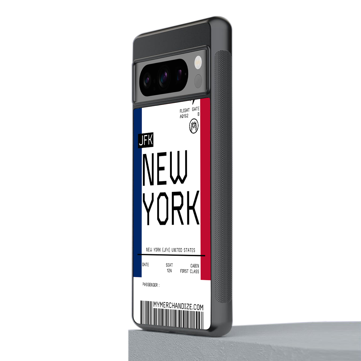 new york boarding pass back phone cover | glass case for google pixel 8 pro