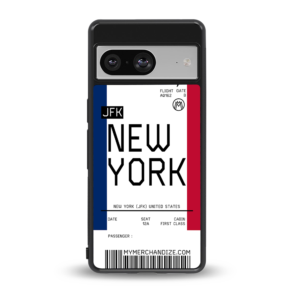 new york boarding pass back phone cover | glass case for Google Pixel 8