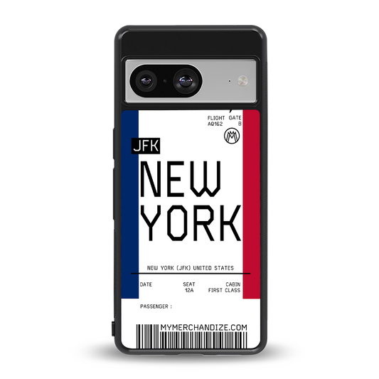 new york boarding pass back phone cover | glass case for Google Pixel 8