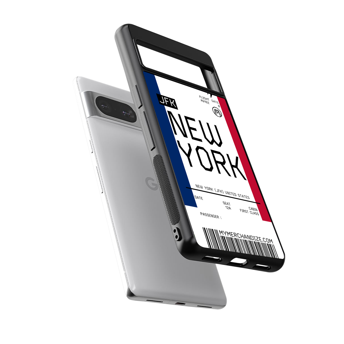 new york boarding pass back phone cover | glass case for Google Pixel 8
