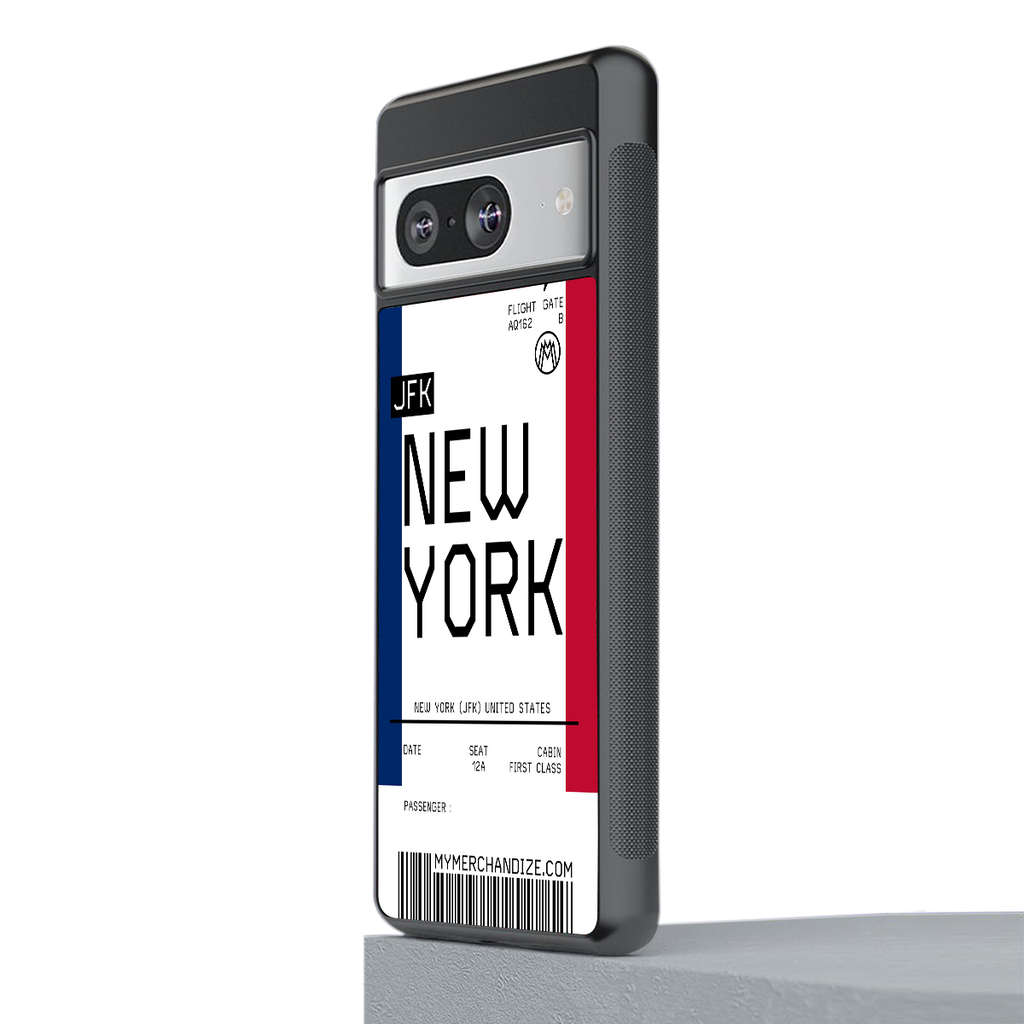 new york boarding pass back phone cover | glass case for Google Pixel 8