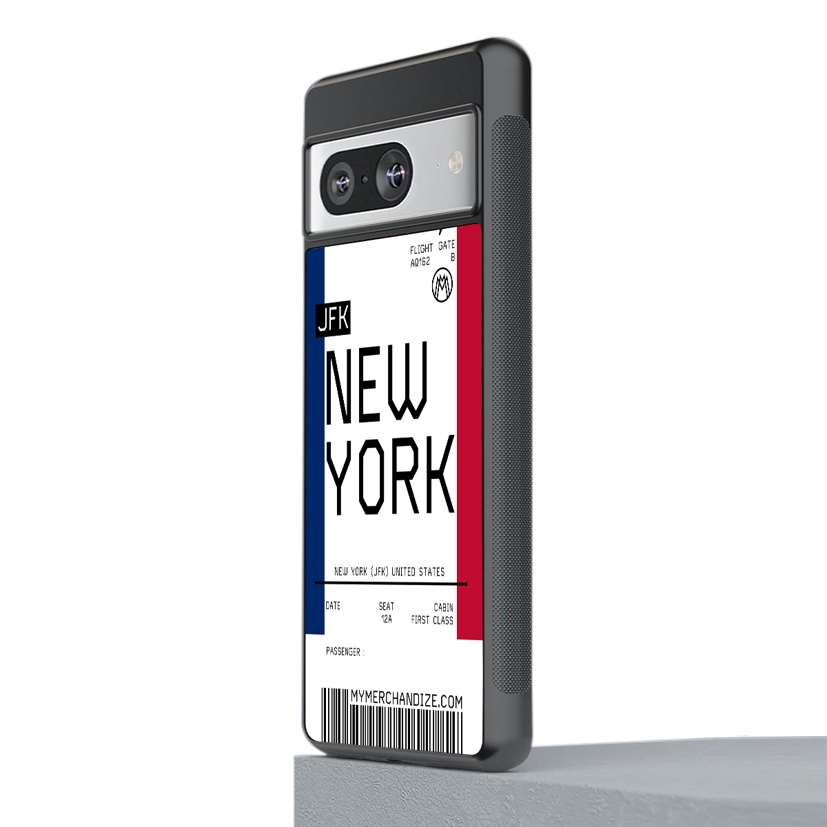 new york boarding pass back phone cover | glass case for Google Pixel 8