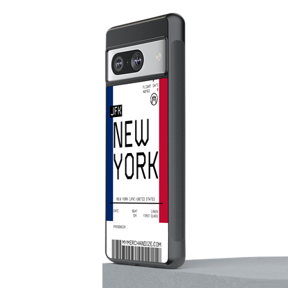 new york boarding pass back phone cover | glass case for Google Pixel 8