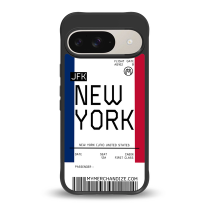new york boarding pass back phone cover | glass case for google pixel 9