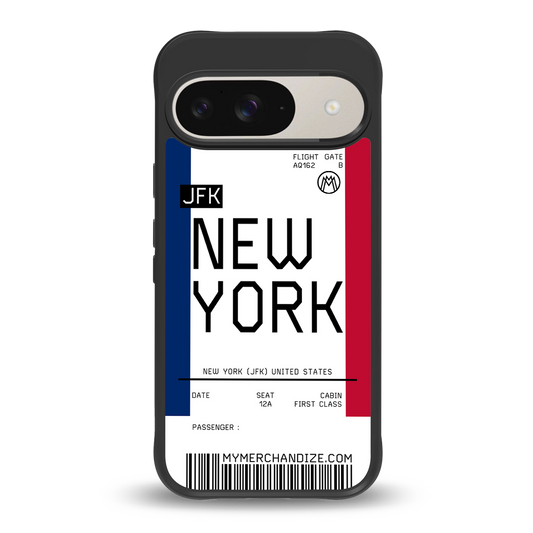 new york boarding pass back phone cover | glass case for google pixel 9