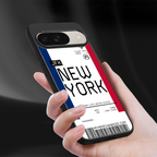 new york boarding pass back phone cover | glass case for google pixel 9