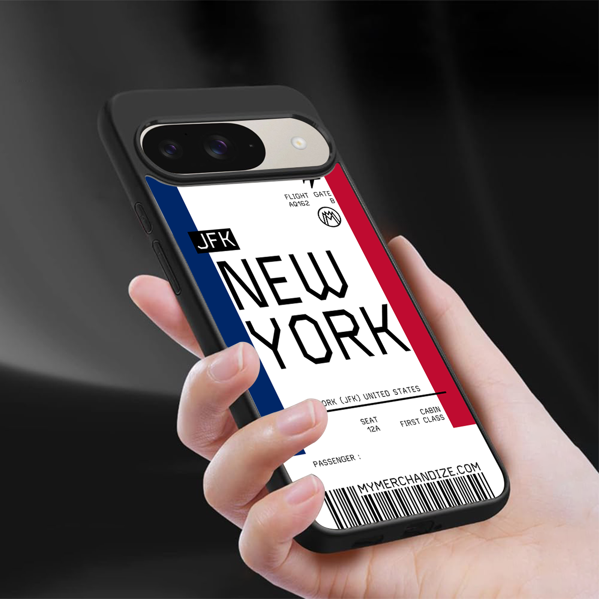 new york boarding pass back phone cover | glass case for google pixel 9