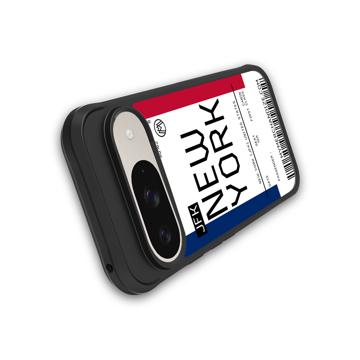 new york boarding pass back phone cover | glass case for google pixel 9