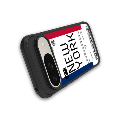 new york boarding pass back phone cover | glass case for google pixel 9