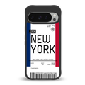 new york boarding pass back phone cover | glass case for google pixel 9 pro