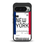 new york boarding pass back phone cover | glass case for google pixel 9 pro xl