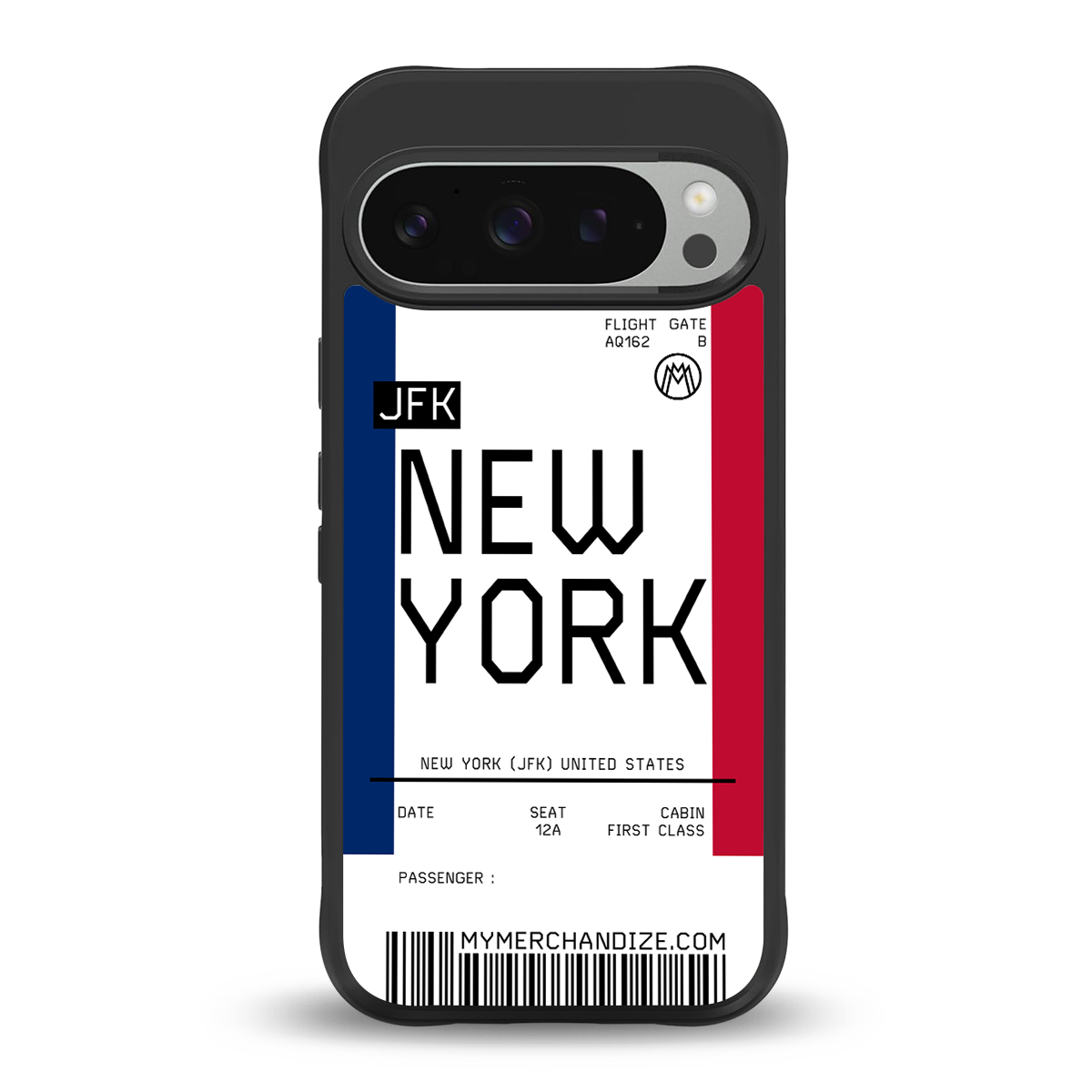 new york boarding pass back phone cover | glass case for google pixel 9 pro xl