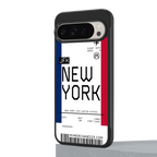 new york boarding pass back phone cover | glass case for google pixel 9 pro xl