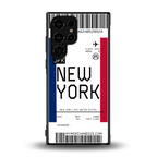 new york boarding pass back phone cover | glass case for samsung galaxy s23 ultra