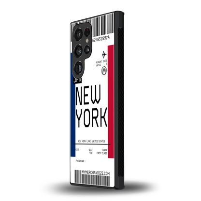 new york boarding pass back phone cover | glass case for samsung galaxy s23 ultra