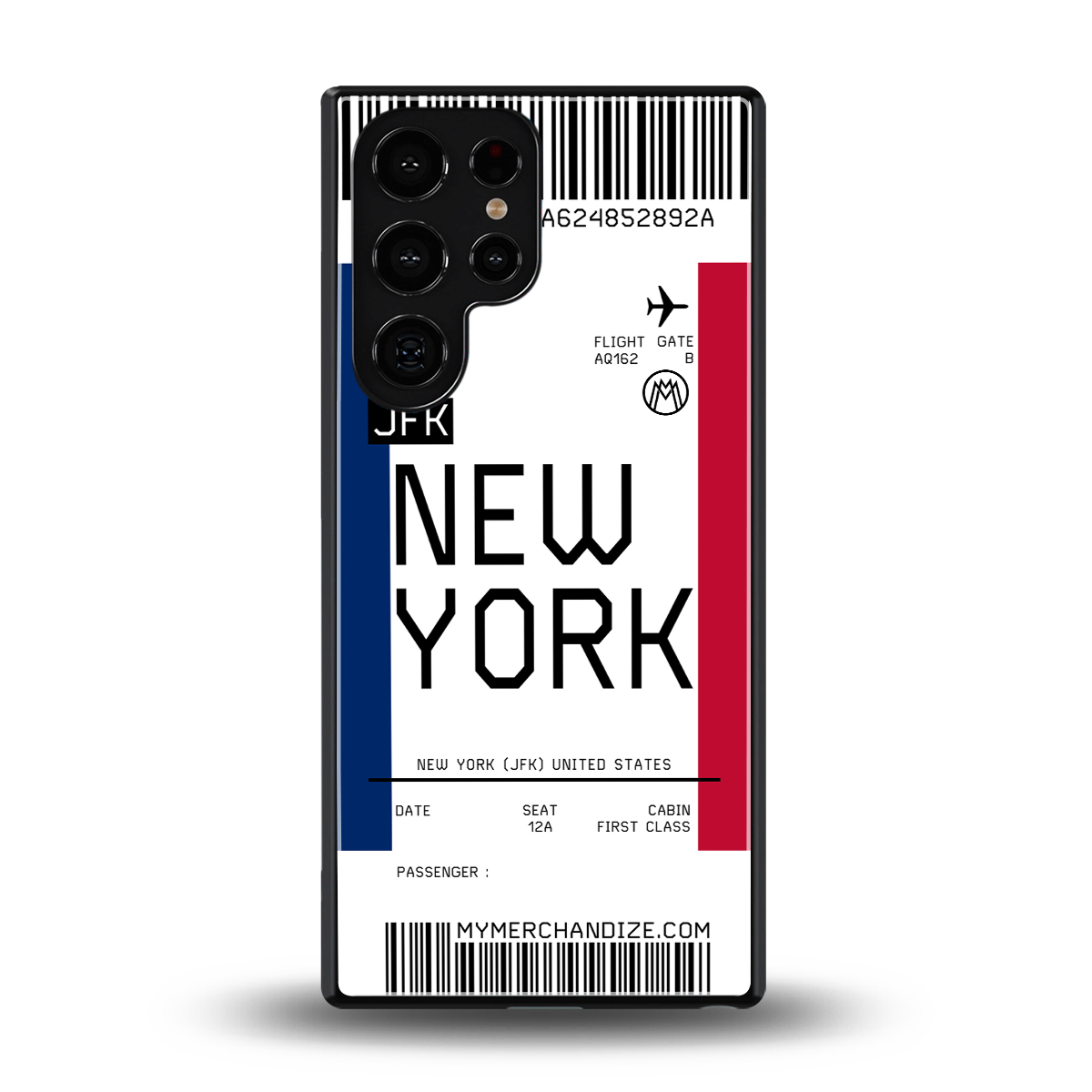 new york boarding pass back phone cover | glass case for samsung galaxy s25 ultra