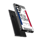 new york boarding pass back phone cover | glass case for samsung galaxy s25 ultra