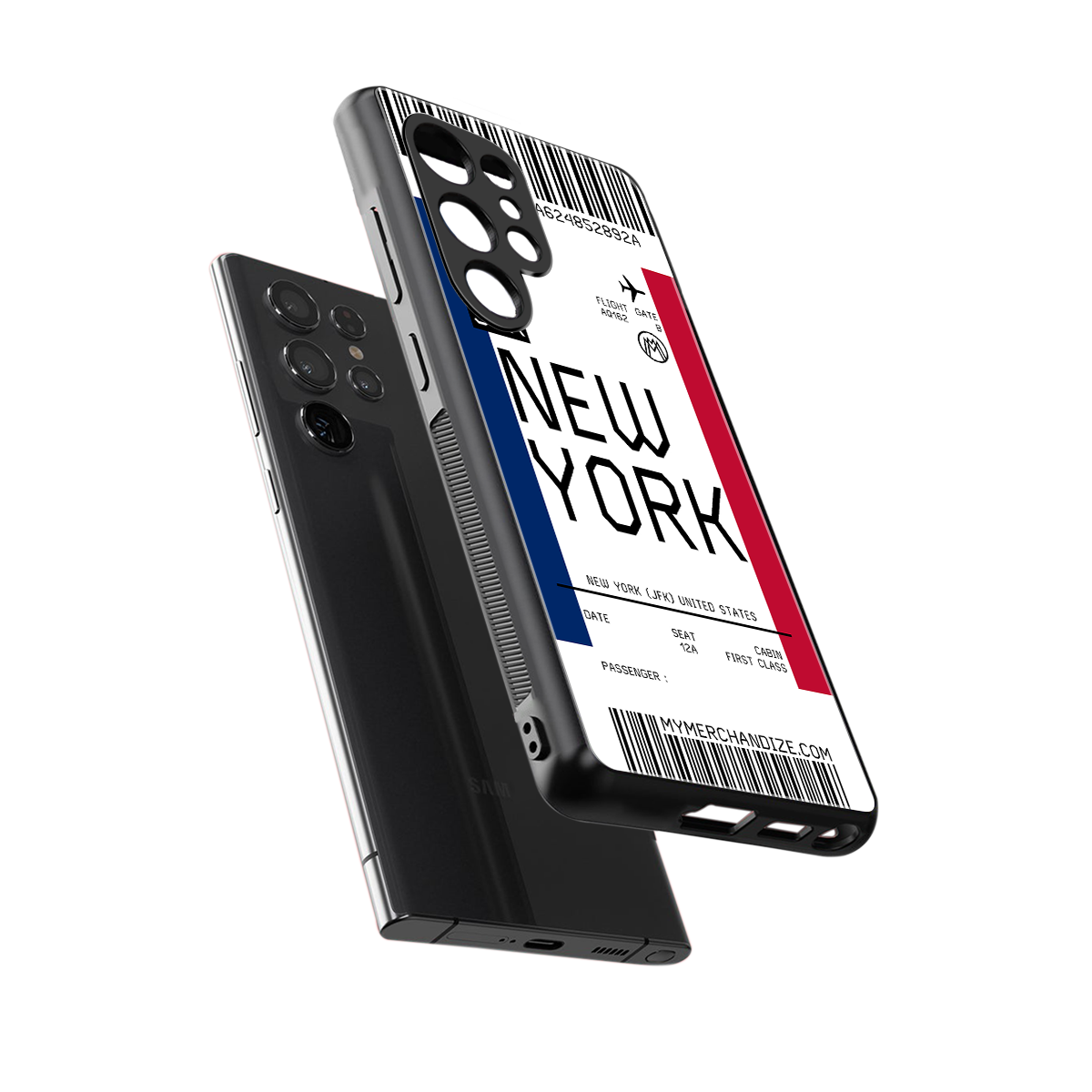 new york boarding pass back phone cover | glass case for samsung galaxy s25 ultra
