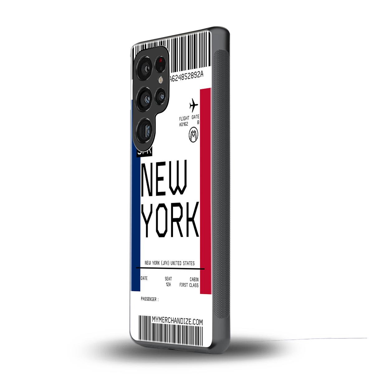 new york boarding pass back phone cover | glass case for samsung galaxy s25 ultra