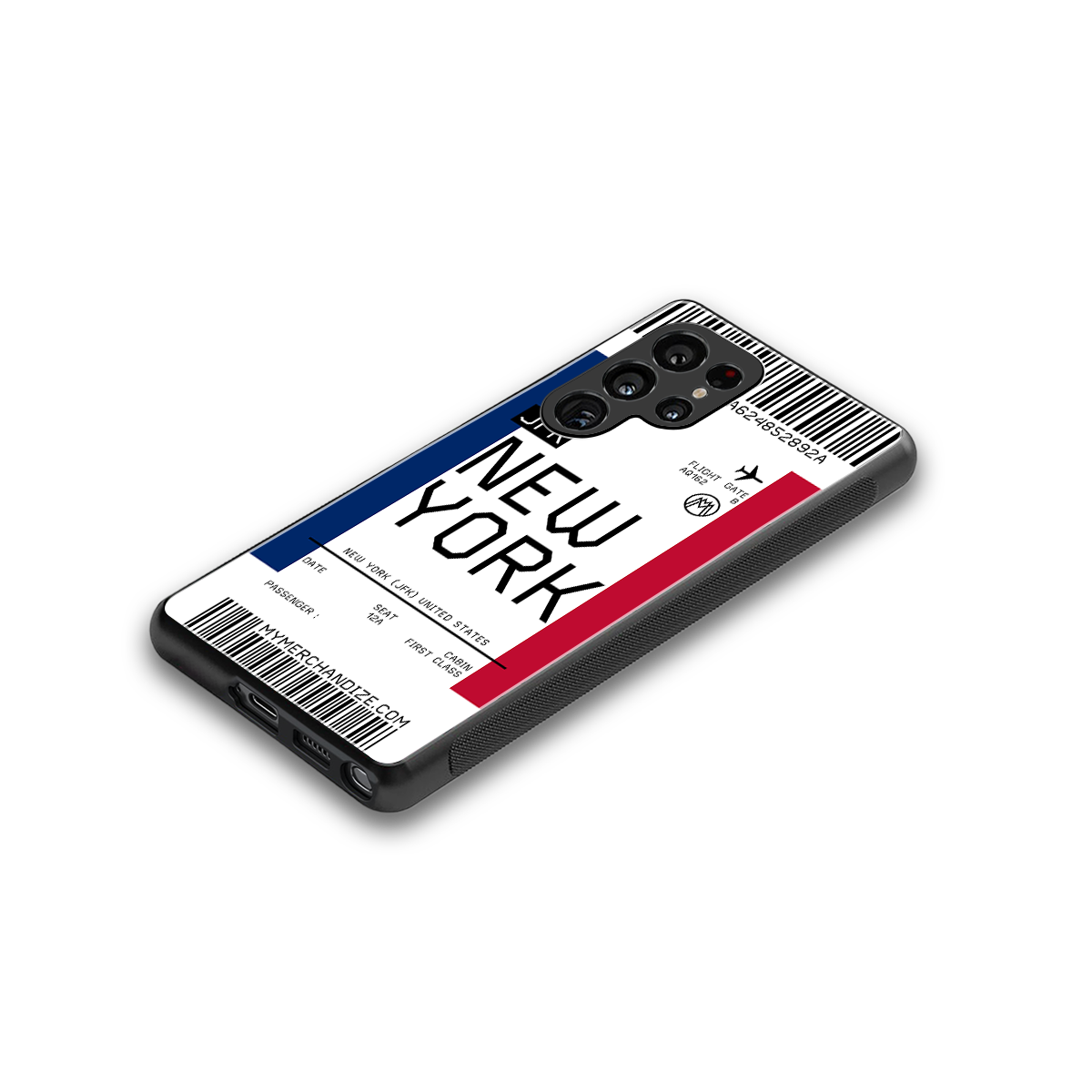 new york boarding pass back phone cover | glass case for samsung galaxy s25 ultra