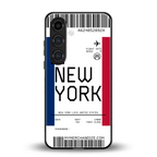 new york boarding pass back phone cover | glass case for samsung galaxy s25 plus