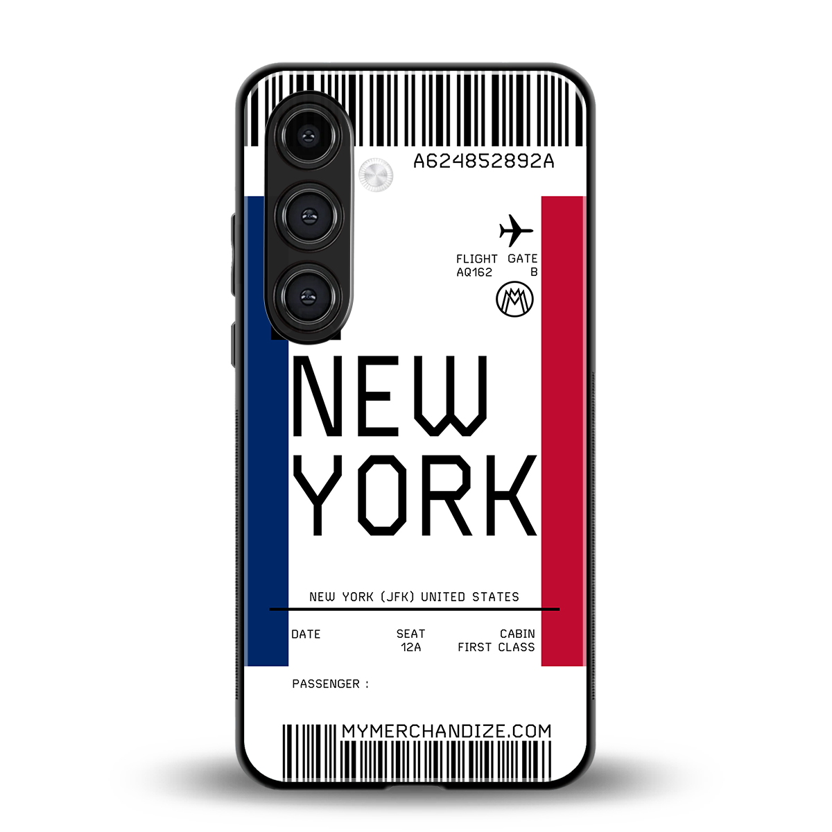 new york boarding pass back phone cover | glass case for samsung galaxy s25 plus
