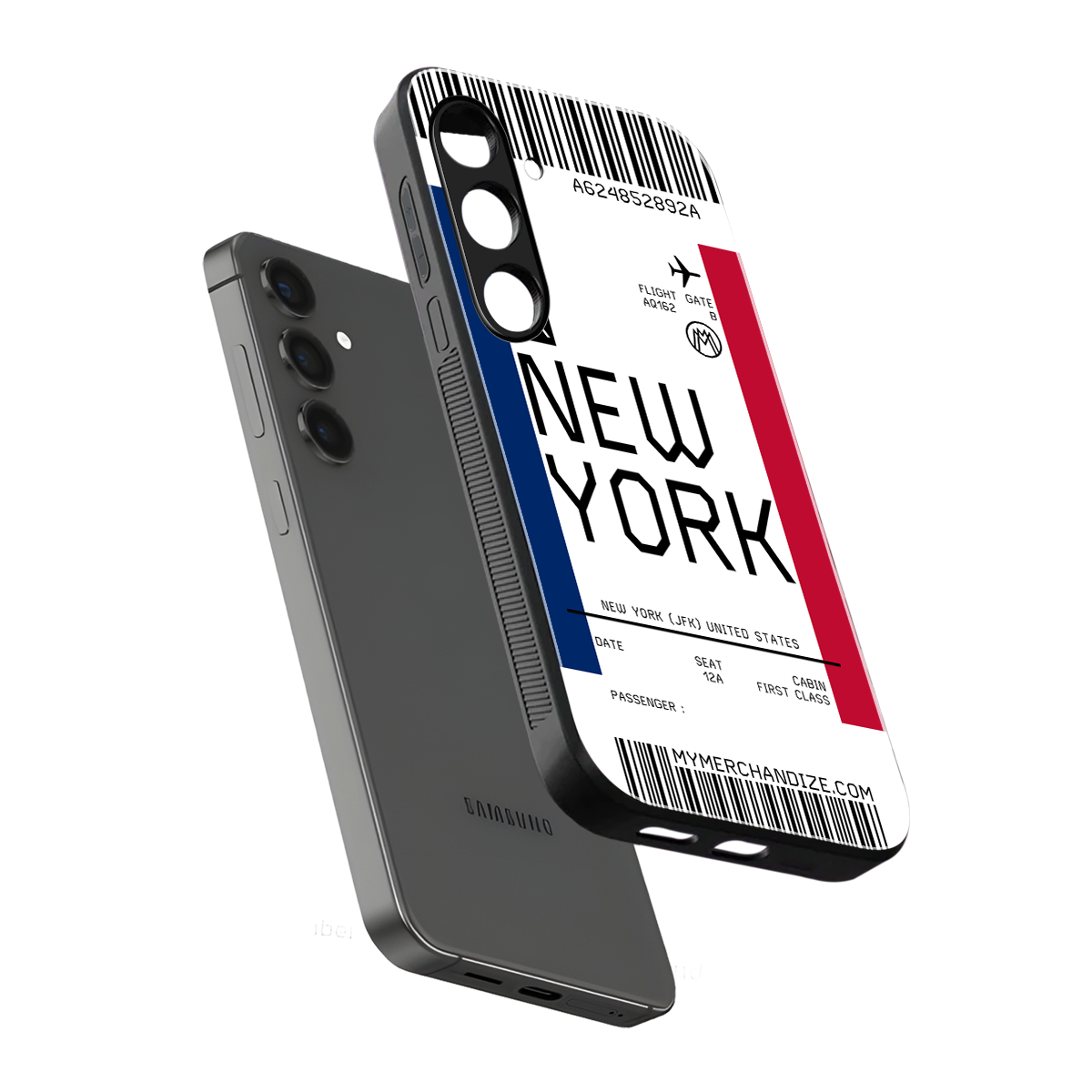 new york boarding pass back phone cover | glass case for samsung galaxy s24