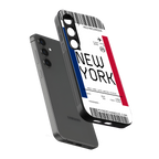 new york boarding pass back phone cover | glass case for samsung galaxy s24 fe