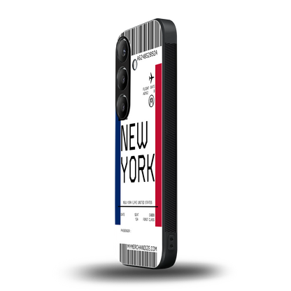 new york boarding pass back phone cover | glass case for samsung galaxy s24 fe