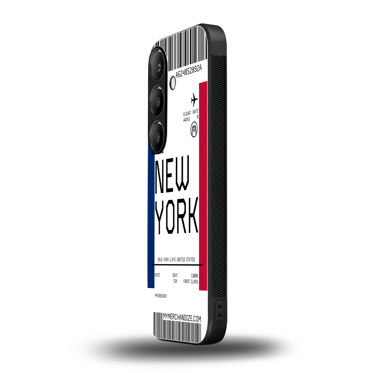 new york boarding pass back phone cover | glass case for samsung galaxy s25 plus