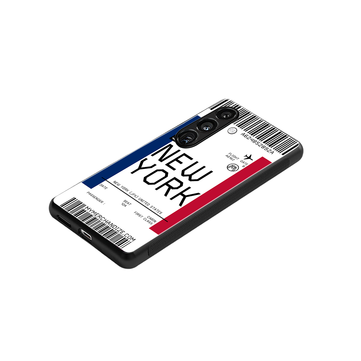 new york boarding pass back phone cover | glass case for samsung galaxy s25 plus