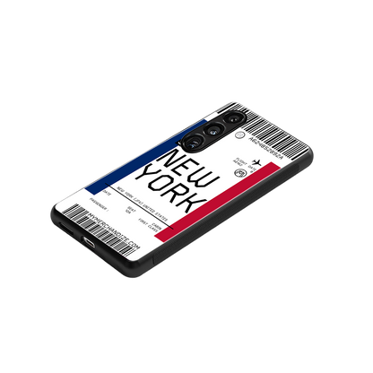 new york boarding pass back phone cover | glass case for samsung galaxy s24 fe