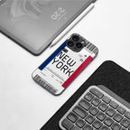 new york boarding pass back phone cover | glass case for iphone 15 plus